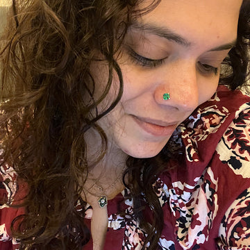 Big Green Square Nose Pin